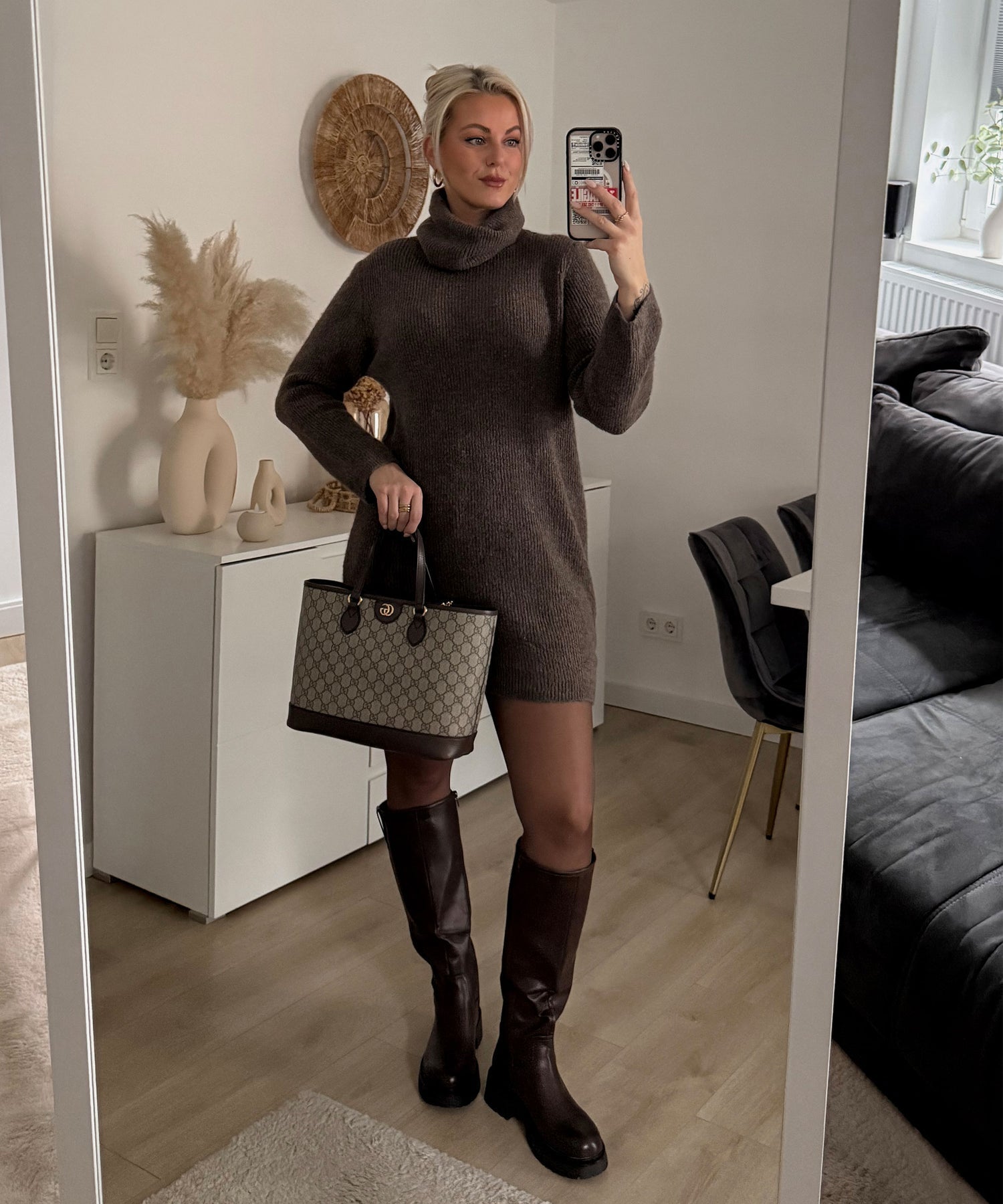 Strickkleid | Gerippt | Langarm | Rollkragenkleid | Jumperkleid-HauteBerlin
