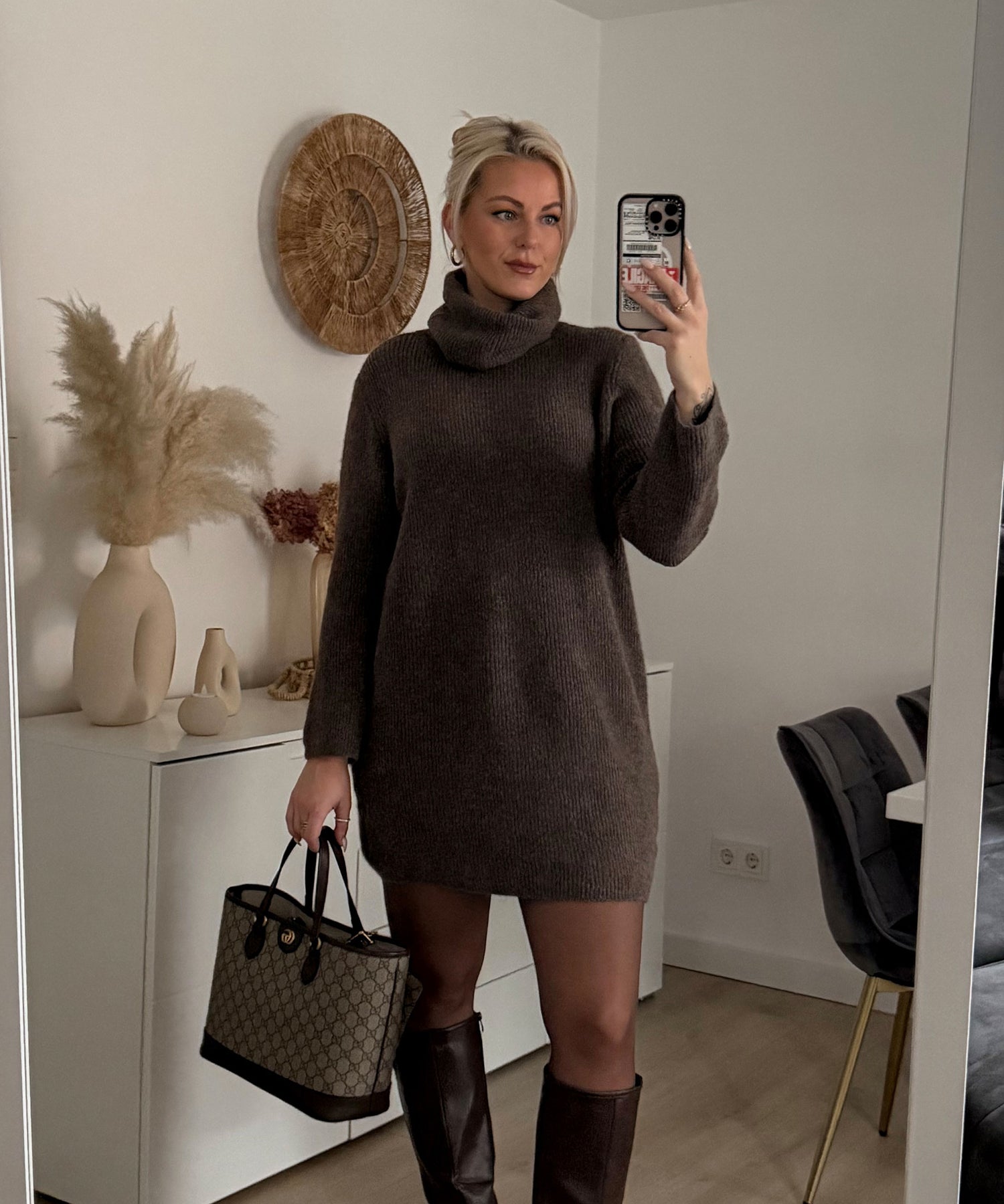 Strickkleid | Gerippt | Langarm | Rollkragenkleid | Jumperkleid-HauteBerlin