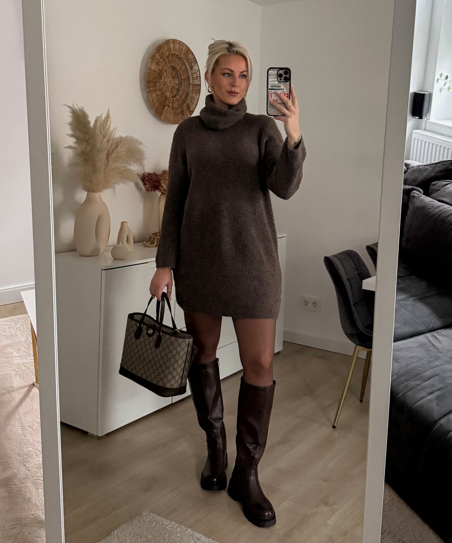 Strickkleid | Gerippt | Langarm | Rollkragenkleid | Jumperkleid-HauteBerlin