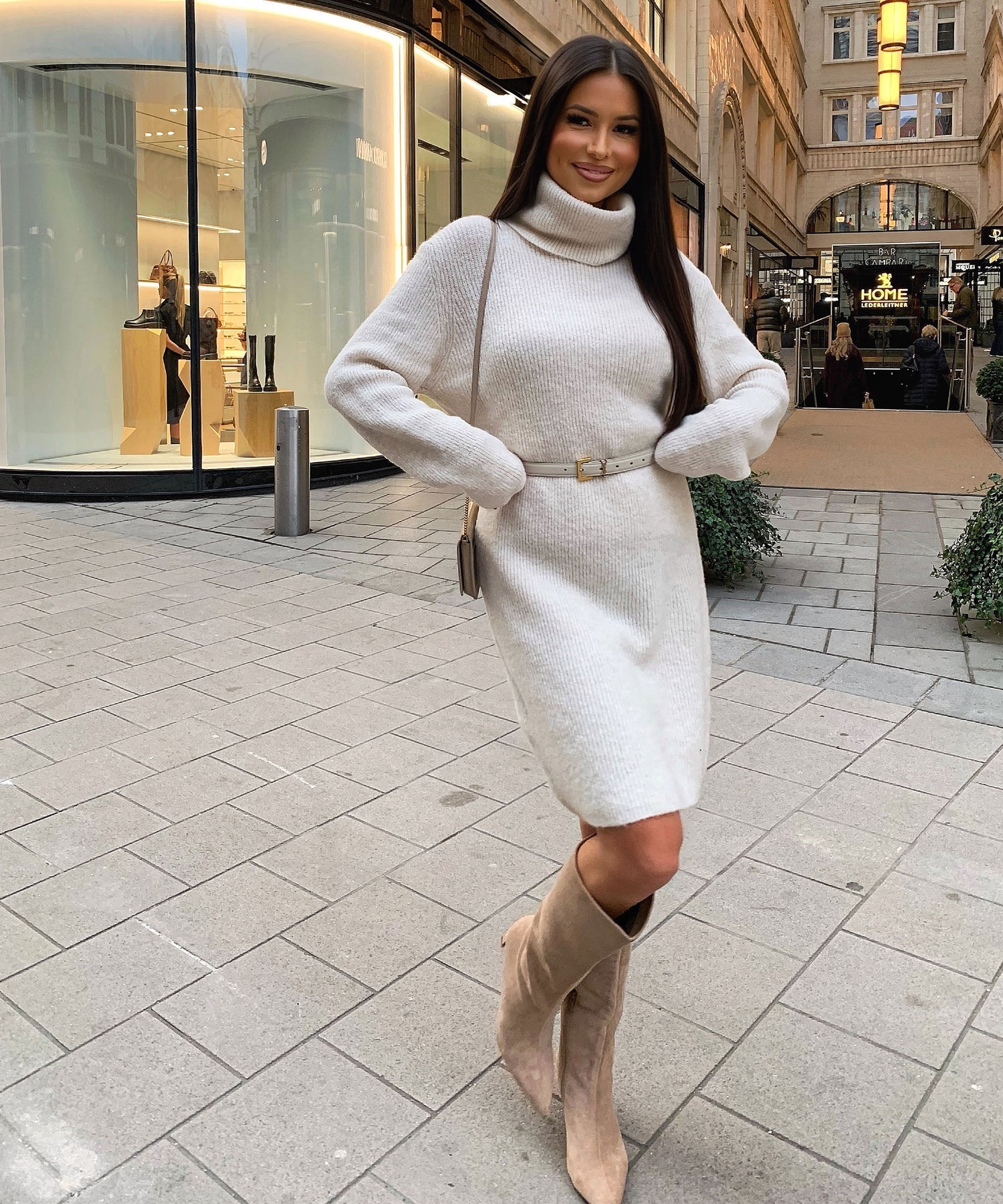 Strickkleid | Gerippt | Langarm | Rollkragenkleid | Jumperkleid-HauteBerlin