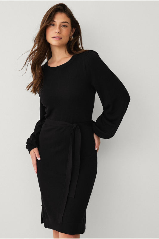 Strickkleid | Gürtel | Langarm | Jumperkleid | Midikleid-HauteBerlin