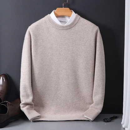 Strickpullover – Einfarbiger Strickpullover mit Rundhalsausschnitt für Männer für den Winter-HauteBerlin