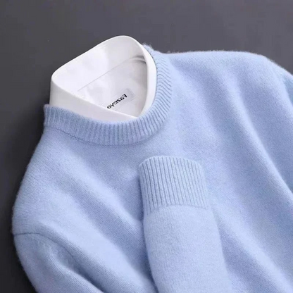 Strickpullover – Einfarbiger Strickpullover mit Rundhalsausschnitt für Männer für den Winter-HauteBerlin