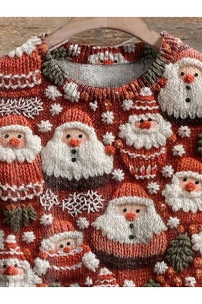 Sweatshirt mit Rundhalsausschnitt, locker fallend, mit Glitzer, Weihnachtsmann-Motiv-HauteBerlin