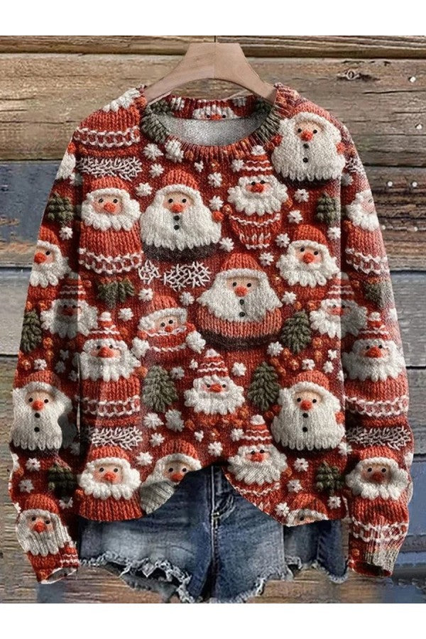 Sweatshirt mit Rundhalsausschnitt, locker fallend, mit Glitzer, Weihnachtsmann-Motiv-HauteBerlin