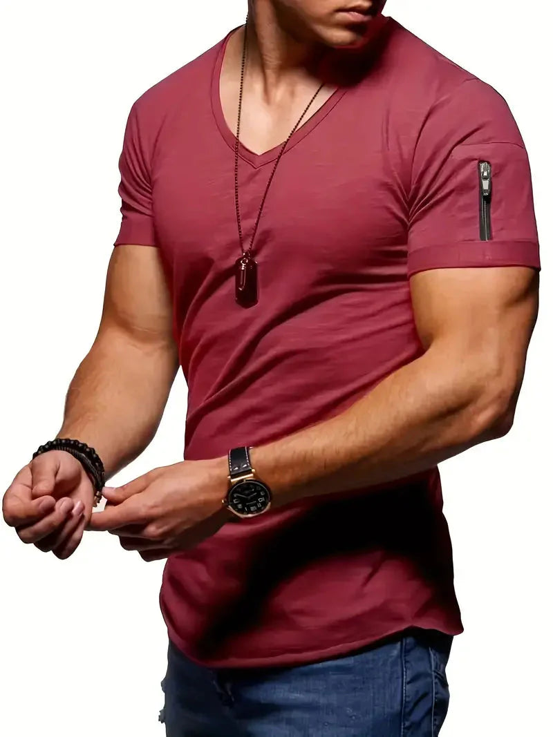 T-Shirt | Casual | Kurzarm | V-Ausschnitt T-Shirt | Herren T-Shirt-HauteBerlin