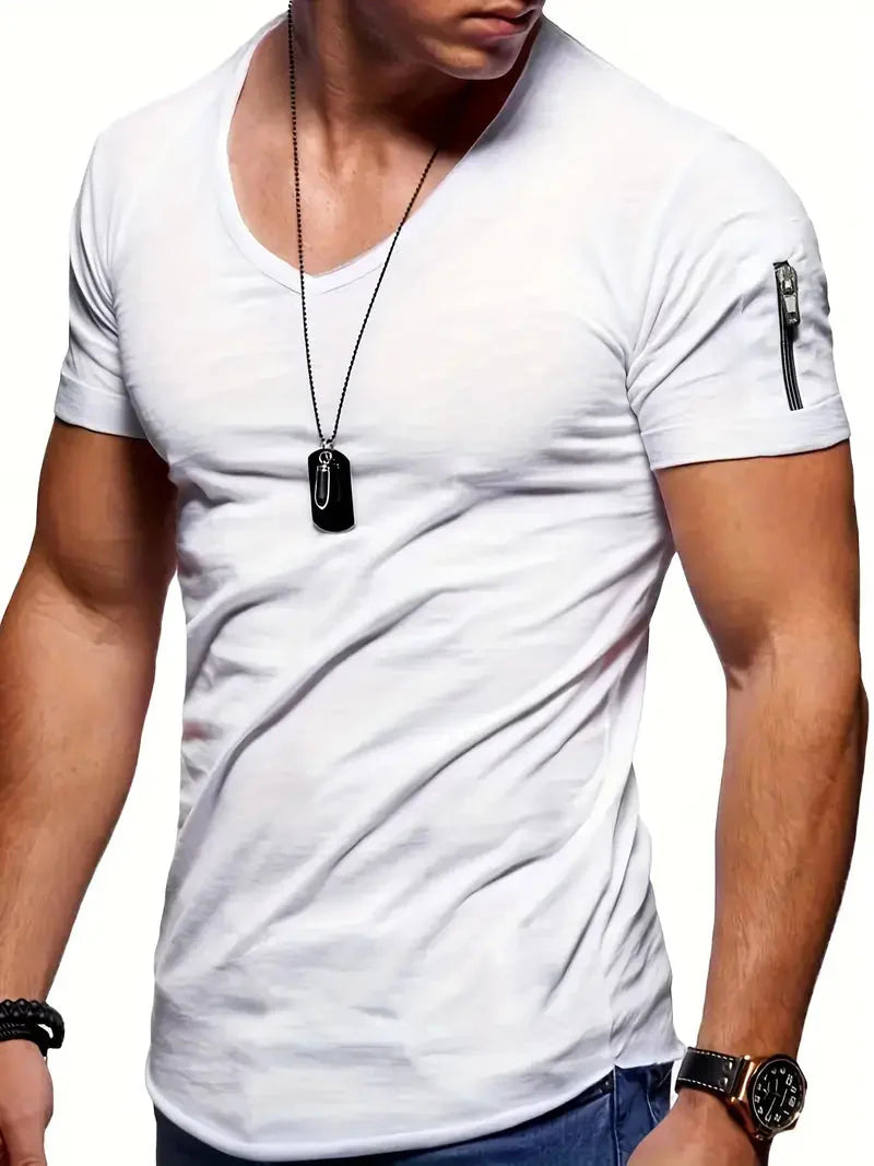 T-Shirt | Casual | Kurzarm | V-Ausschnitt T-Shirt | Herren T-Shirt-HauteBerlin