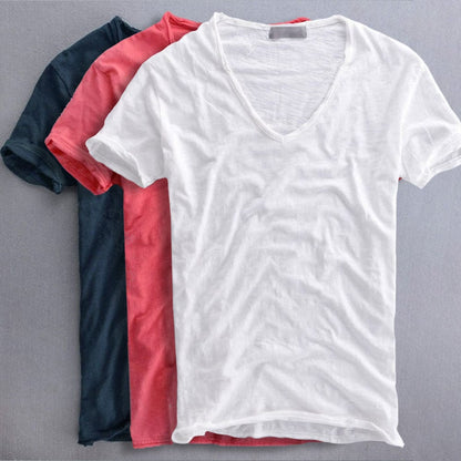 T-Shirt | Leichtgewicht | Sommer | T-Shirt mit V-Ausschnitt | Herrenhemden-HauteBerlin