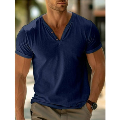 T-Shirt für Männer - Henley T-Shirt mit V-Ausschnitt und Knopfleiste für den Sommer-HauteBerlin