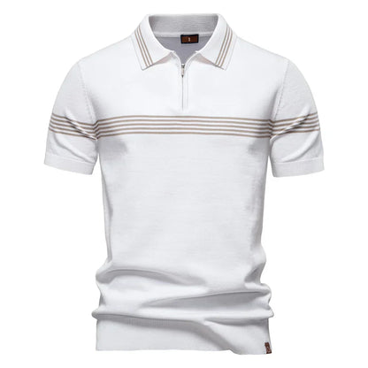 T-Shirt mit Kragen | Gestrickt | Viertel-Reißverschluss | Polo-T-Shirt | Herren-Poloshirt-HauteBerlin