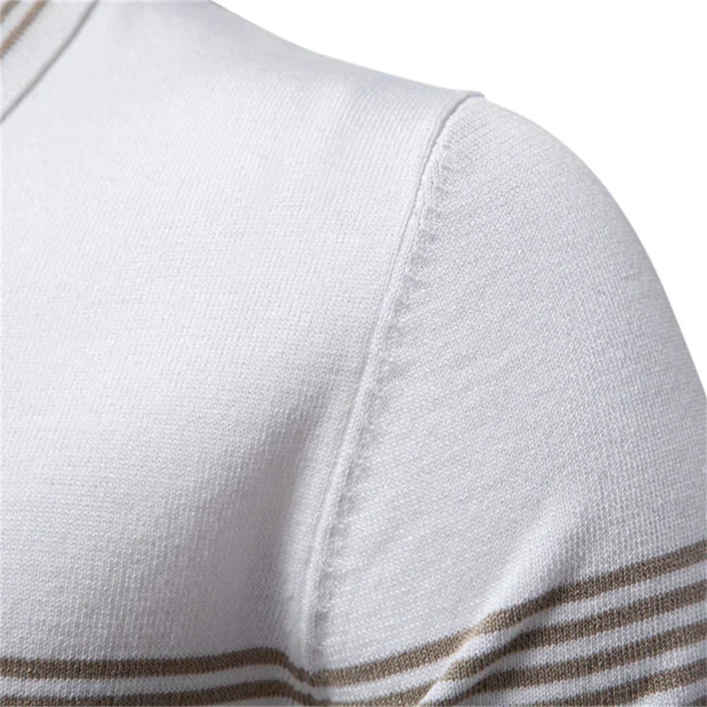 T-Shirt mit Kragen | Gestrickt | Viertel-Reißverschluss | Polo-T-Shirt | Herren-Poloshirt-HauteBerlin