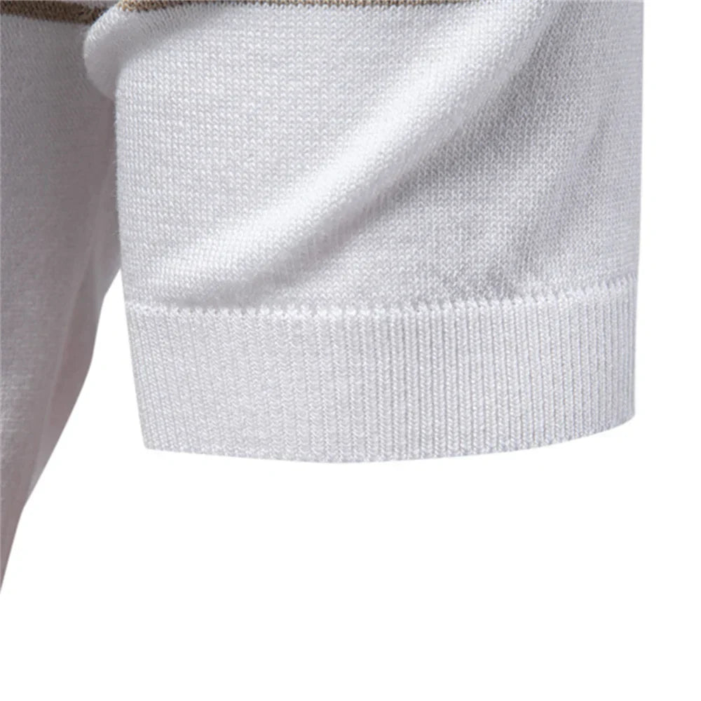 T-Shirt mit Kragen | Gestrickt | Viertel-Reißverschluss | Polo-T-Shirt | Herren-Poloshirt-HauteBerlin