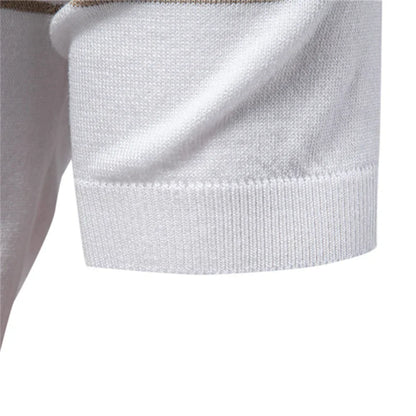 T-Shirt mit Kragen | Gestrickt | Viertel-Reißverschluss | Polo-T-Shirt | Herren-Poloshirt-HauteBerlin
