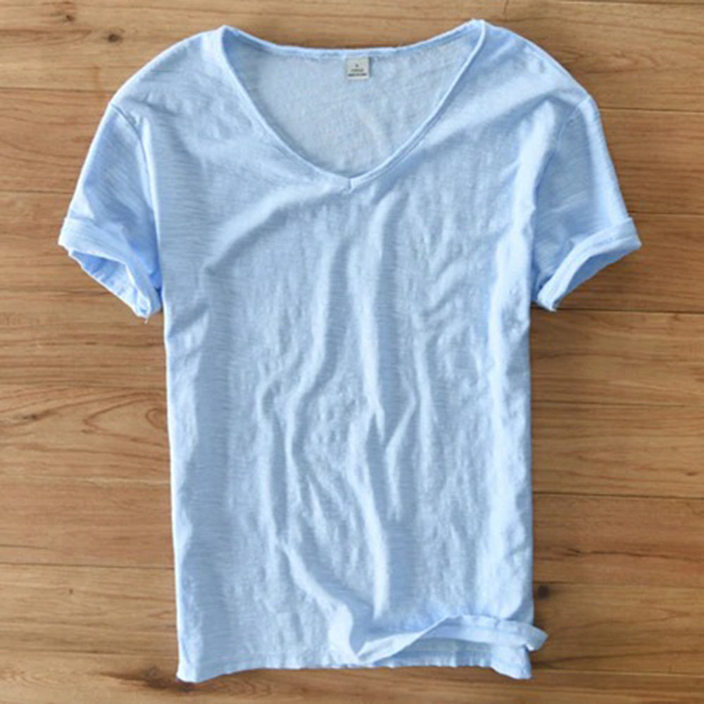 T-Shirt mit V-Ausschnitt | Leicht | Kurzarm | Sommershirt | Herren-T-Shirt-HauteBerlin