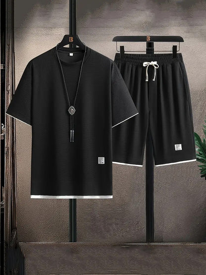 T-Shirt und Shorts im Set | Oversized | Kordelzug | Zweiteiliges Set | Herrenbekleidung-HauteBerlin