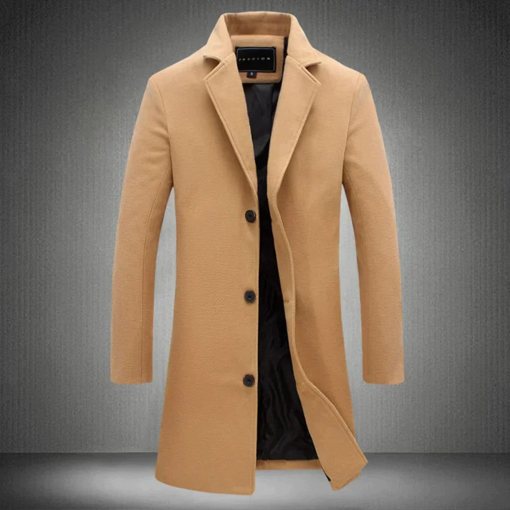 Morvant – Klassischer Herren Wollmantel aus Warmem Material für Herbst & Winter-Khaki-M-HauteBerlin