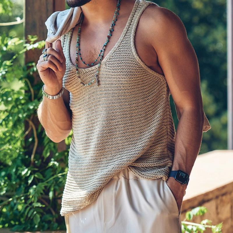 Tanktop – lässiges, locker sitzendes, ärmelloses Herren-Strick-Tanktop-HauteBerlin