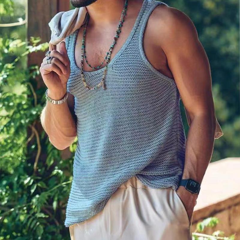 Tanktop – lässiges, locker sitzendes, ärmelloses Herren-Strick-Tanktop-HauteBerlin