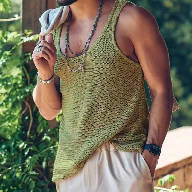 Tanktop – lässiges, locker sitzendes, ärmelloses Herren-Strick-Tanktop-HauteBerlin