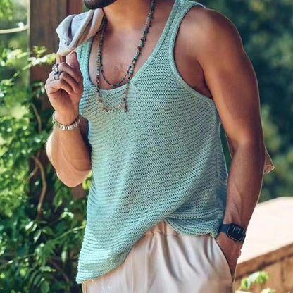 Tanktop – lässiges, locker sitzendes, ärmelloses Herren-Strick-Tanktop-HauteBerlin