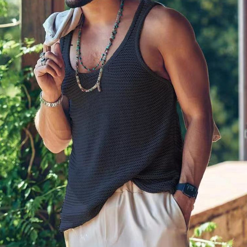 Tanktop – lässiges, locker sitzendes, ärmelloses Herren-Strick-Tanktop-HauteBerlin