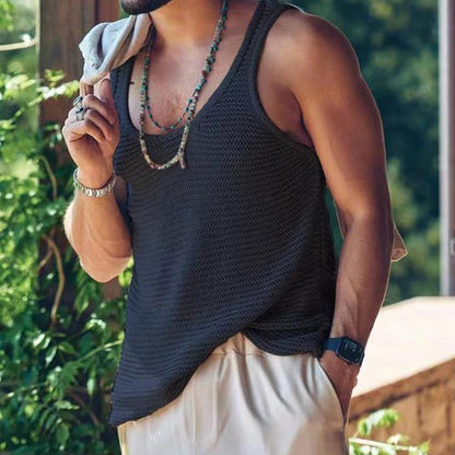 Tanktop – lässiges, locker sitzendes, ärmelloses Herren-Strick-Tanktop-HauteBerlin