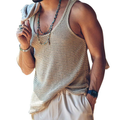 Tanktop – lässiges, locker sitzendes, ärmelloses Herren-Strick-Tanktop-HauteBerlin