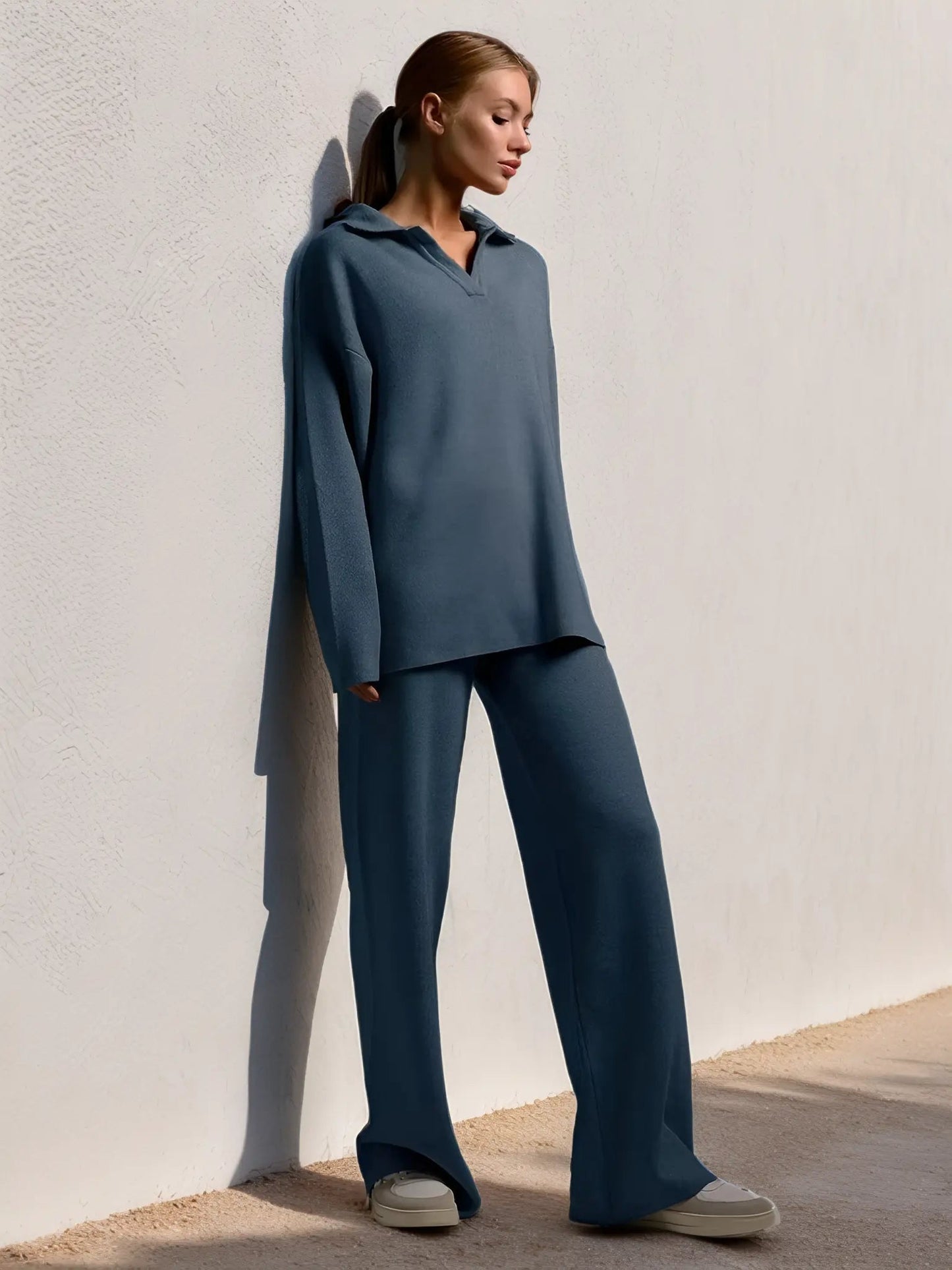 Loungewear-Set | Zweiteilig | Lockere Passform | Strick-Set | Loungewear-Set für Damen