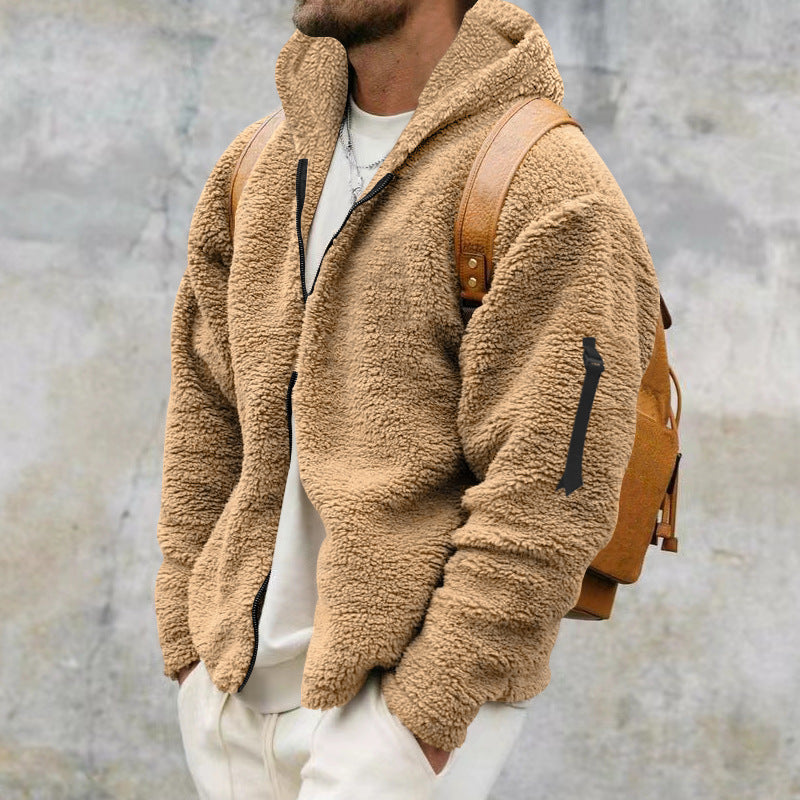 Teddy-Jacke – mit Kapuze – warm – Fleecejacke – Winterjacke für Herren-HauteBerlin