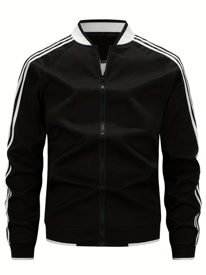 Trainingsjacke - Zip-Up - Gestreift - Sportjacke - Herrenbekleidung-HauteBerlin