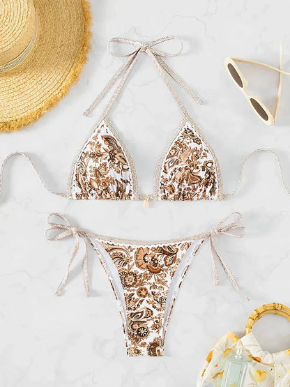 Triangle Bikini – Bikini-Set mit Muster für Damen-HauteBerlin
