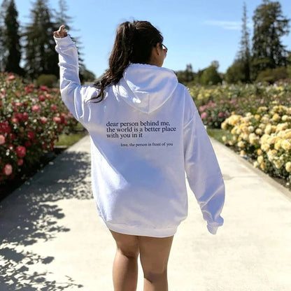Übergroßer Hoodie - Unisex Warm bedruckter Text Pullover Hoodie-HauteBerlin
