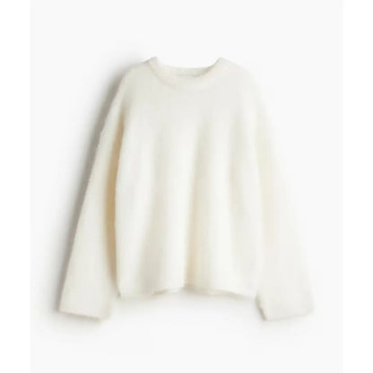 Übergroßer Pullover – Weiß – Pullover – Strickpullover – Damenpullover-HauteBerlin