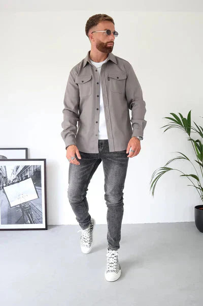 Überhemd - Brusttaschen - Knopfleiste - Hemdjacke - Herrenbekleidung-HauteBerlin