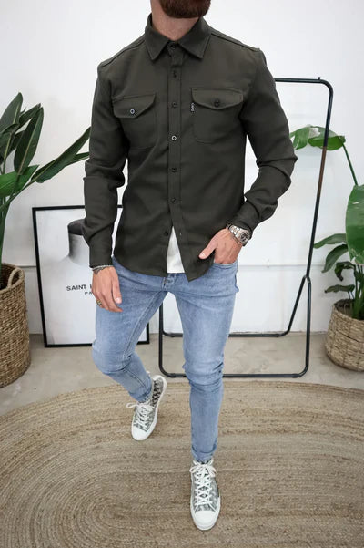 Überhemd - Brusttaschen - Knopfleiste - Hemdjacke - Herrenbekleidung-HauteBerlin