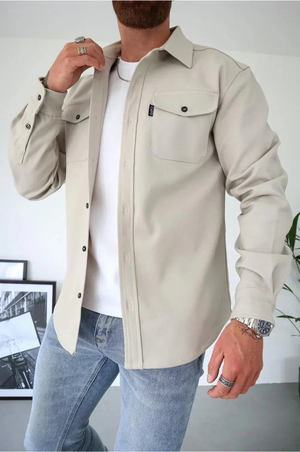 Überhemd - Button-Up - Langarm - Hemdjacke - Herrenjacke-HauteBerlin