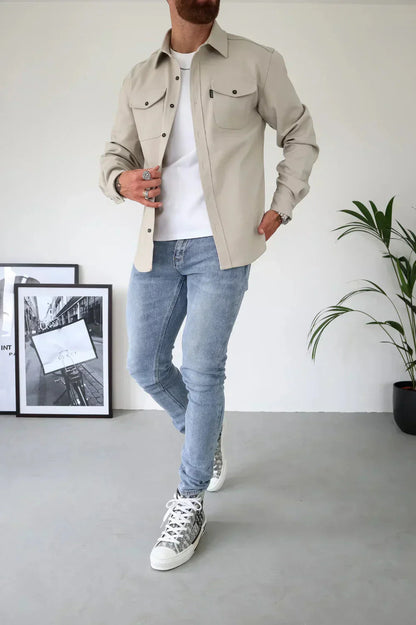 Überhemd - Button-Up - Langarm - Hemdjacke - Herrenjacke-HauteBerlin