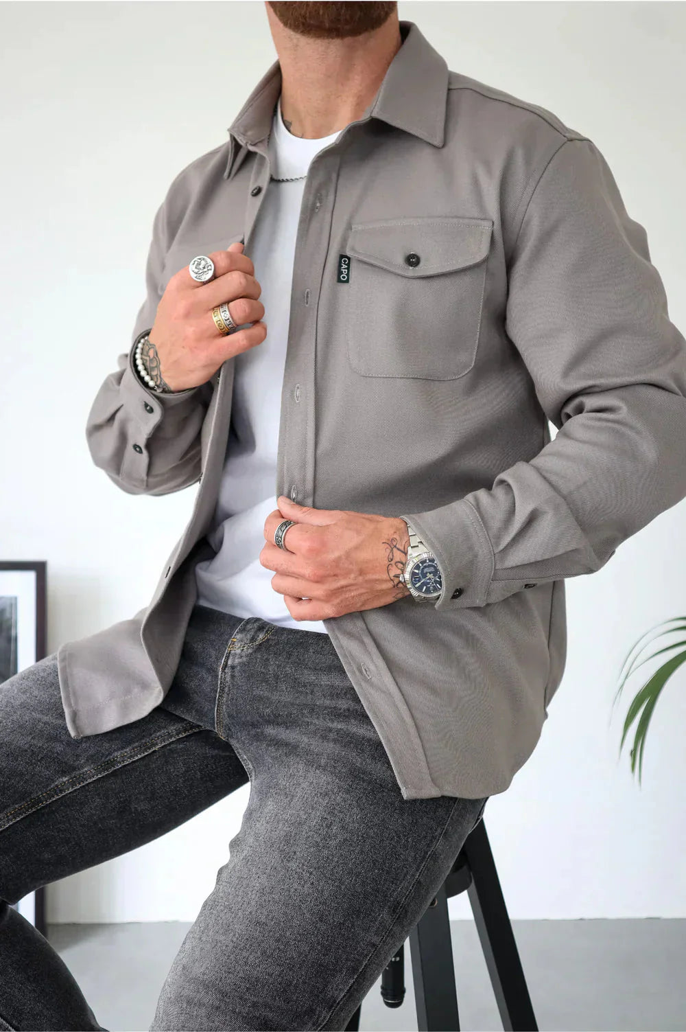 Überhemd - Button-Up - Langarm - Hemdjacke - Herrenjacke-HauteBerlin