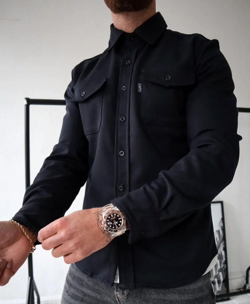 Überhemd - Umlegekragen - Langarm - Button-Up Hemd - Herrenhemden-HauteBerlin