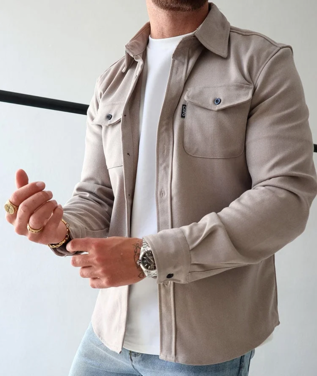 Überhemd - Umlegekragen - Langarm - Button-Up Hemd - Herrenhemden-HauteBerlin
