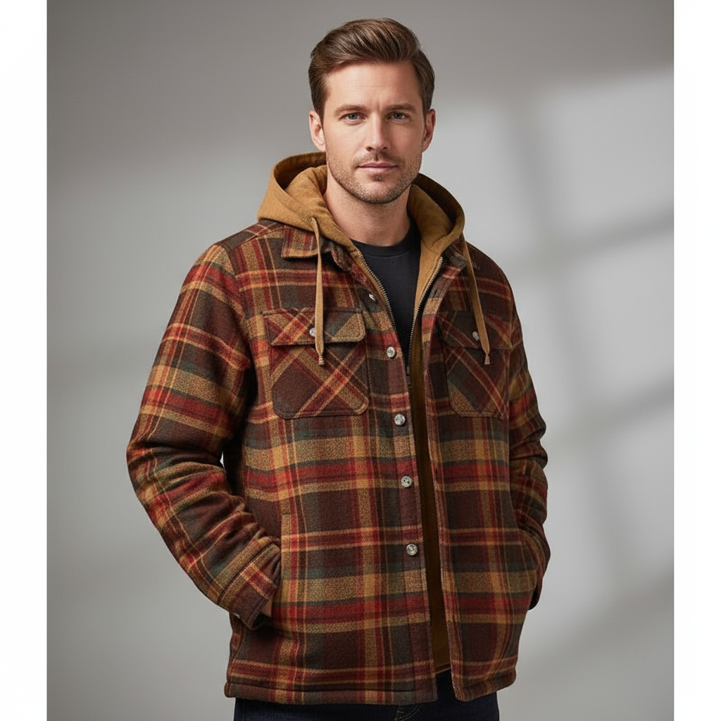 Überziehjacke | Kariert | Kapuzenjacke | Steppfutterjacke | Herrenjacke-HauteBerlin