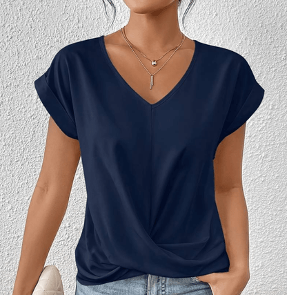 V-Ausschnitt-Top | Leichtes Twist-Front-Top für Damen-HauteBerlin