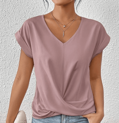 V-Ausschnitt-Top | Leichtes Twist-Front-Top für Damen-HauteBerlin