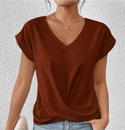 V-Ausschnitt-Top | Leichtes Twist-Front-Top für Damen-HauteBerlin