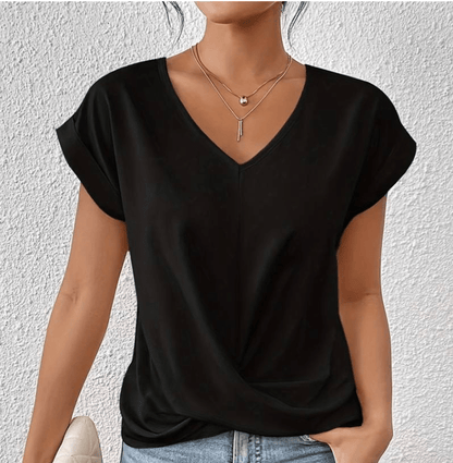 V-Ausschnitt-Top | Leichtes Twist-Front-Top für Damen-HauteBerlin