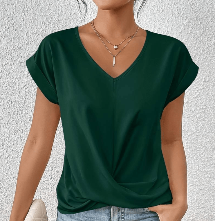 V-Ausschnitt-Top | Leichtes Twist-Front-Top für Damen-HauteBerlin