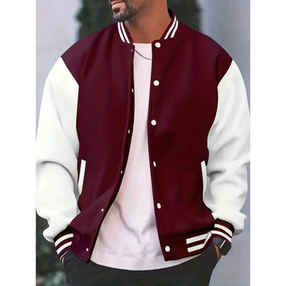 Varsity-Jacke – Lässige Baseball-Bomberjacke mit Knöpfen für Männer-HauteBerlin