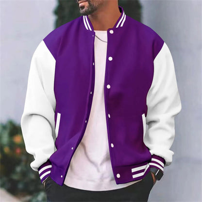 Varsity-Jacke – Lässige Baseball-Bomberjacke mit Knöpfen für Männer-HauteBerlin