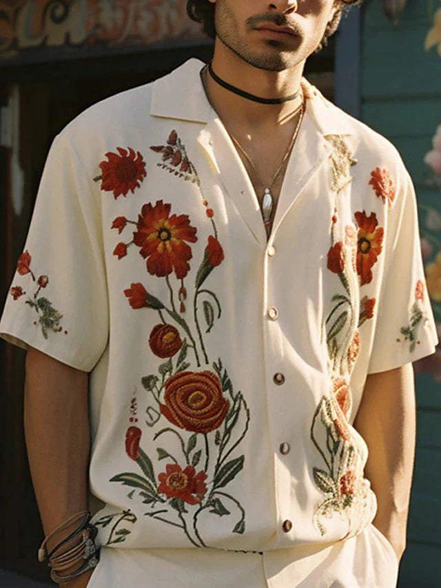 Vintage Hemd - Button-Up Hemd - Bedruckt - Lose Passform - Herrenhemd-HauteBerlin