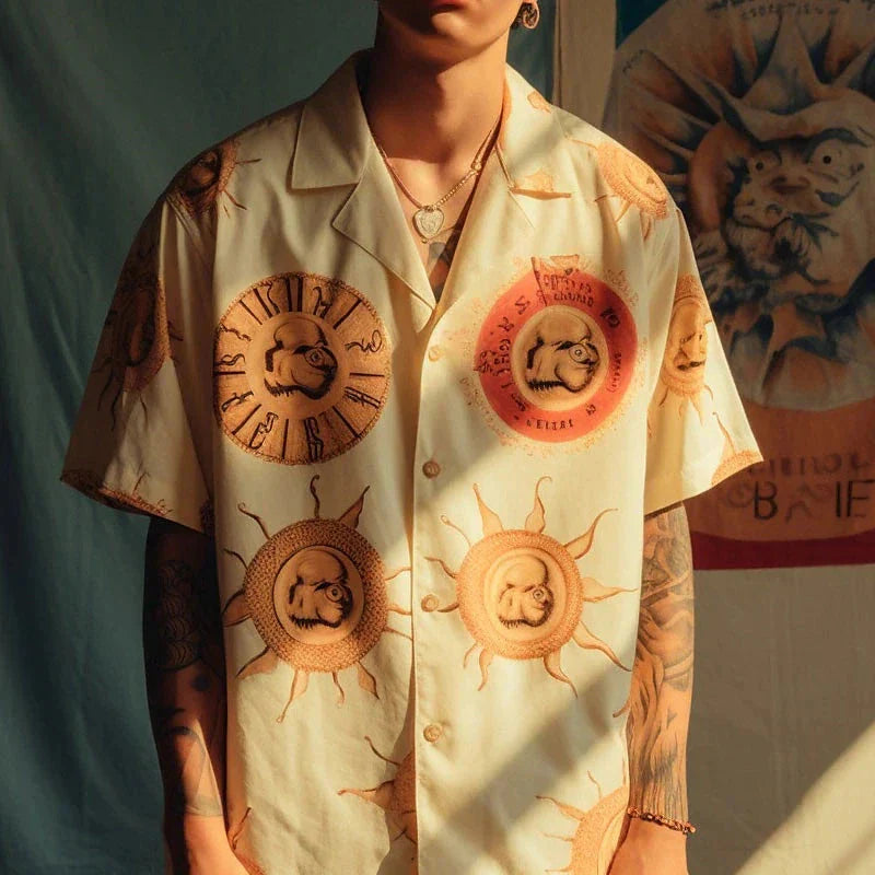 Vintage Hemd - Button-Up Hemd - Bedruckt - Lose Passform - Herrenhemd-HauteBerlin
